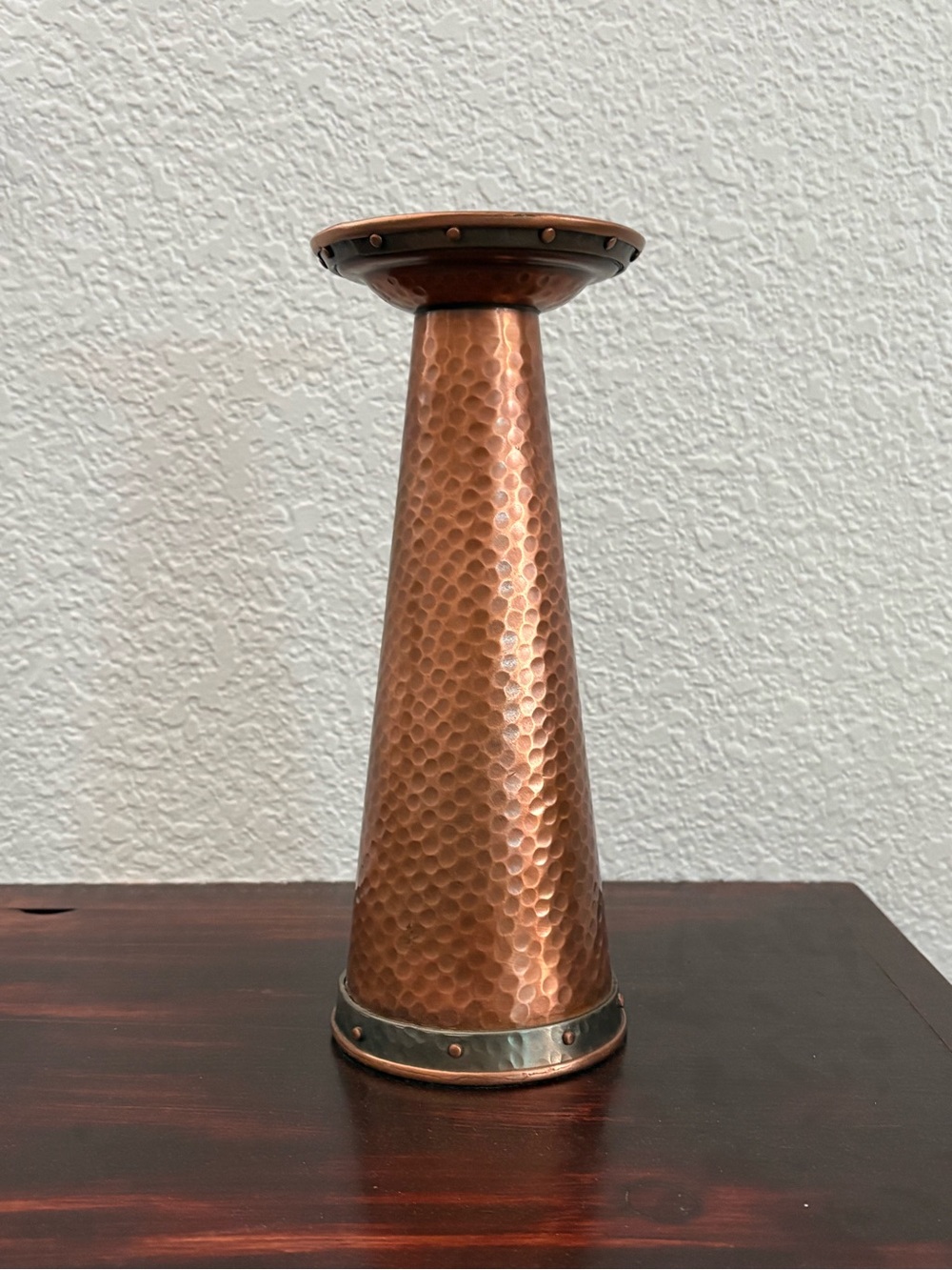 NEW Hammered Copper Cone Candle Holder